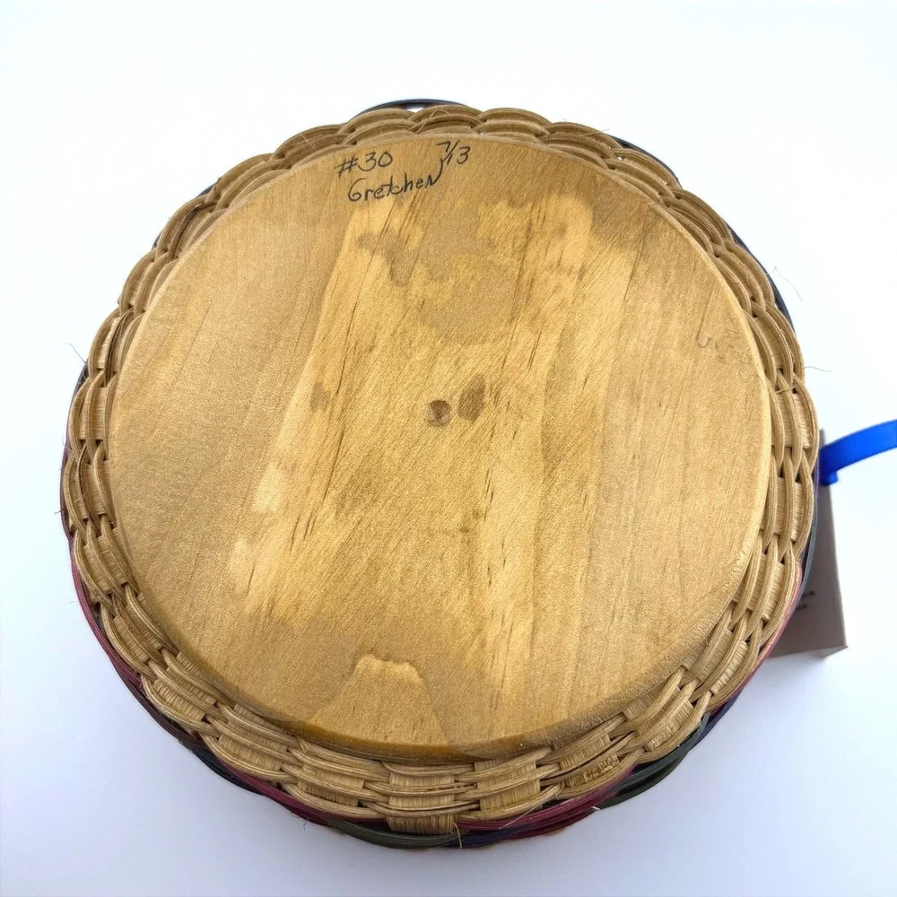 Gretchen Ferrell Basketcase Baskets Hand Woven Round Wood Base Signed